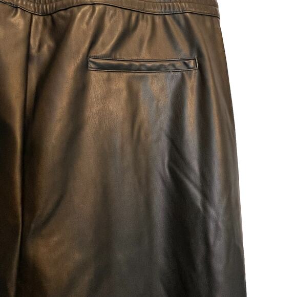 DKNY Faux Leather Black Elastic Jogger Pants Women's XL - Picture 6 of 8